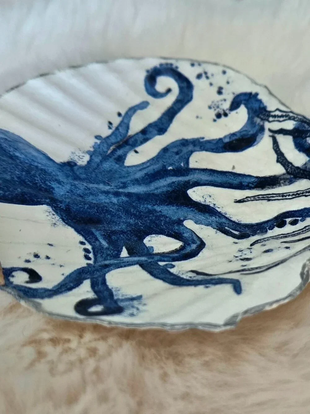 Handmade scallop octopus jewelry dish